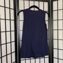 Lands'End  Ruffled Sleeveless Scoop Neck Tank Top Blouse Navy Blue XXS Photo 3