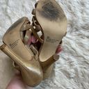 Nordstrom Platinum BP Gold Shimmer Open Toe Heels 8M Photo 6