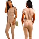 Dee Elly Tan Jumpsuit French Terry Large Photo 0