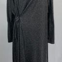 Caslon New  Cozy Knit Long Sleeve Wrap Dress Side Tie Midi Charcoal Grey Photo 3