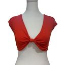 Windsor  Summer Red Sexy Crop Top - Knot Front Deep V T-Shirt
Size Small Photo 0