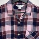 Old Navy  The Tunic Flannel  Shirt Womens Size M Pink Maroon Navy Blue Plaid L/S Photo 1