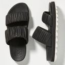 Sorel  Roaming Two Strap Leather Slide Flat Sandals Black/White Photo 1