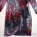 City Chic NEW  Irresistible Sequin Long Sleeve Faux Wrap Dress, red silver, 18 Photo 3