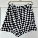 ZARA NWT  Wonderland Kerry Tweed High Waist Houndstooth Shorts Black Women Size M Photo 0