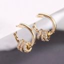 14K Gold Plated Three Rings Small Hoop Earrings for Women Photo 0
