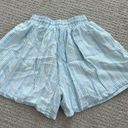 BCBGeneration  Drawstring Flowy Elastic High Waisted Shorts XXS White Blue Stripe Photo 2