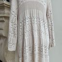 Lush Clothing LUSH Light Beige Long Sleeve Open Knit Fringe Trimmed Women Size S Long Cardigan Photo 0