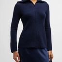 Vince  Crimped Wool-Blend Ribbed Cardigan Womens Sz Lg Blue 2 Way Zip Wool Blend Photo 0