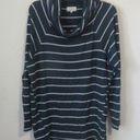 Lou & grey  Striped Cowl Turtleneck Sweater Teal Photo 0