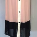 Doe & Rae New  Color Block Side Snap Dress Sleeveless V-Neck Shift Pink Black Photo 7