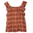 MELLODAY 💥 Orange Cream Floral Ruffle Tank Top Size Medium Photo 3