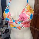 Shade & Shore  Women's Floral Watercolor Bikini Top Size M Tie-Back Photo 5