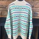 American Eagle  size Large fair isle oversized relaxed sweater ivory turquoise Photo 0