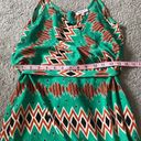 JustFab  Orange & Green Zig Zag V-Neck Tank Dress | Size Medium Photo 10