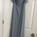 David's Bridal Dusty Blue off The shoulders dress Photo 0