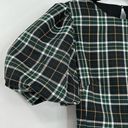 Hill House  Green Plaid Round Neckline Puff-sleeve Constance Long Dress XS Photo 3