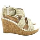 BKE Buckle  Sole Reid Cream & Cork Platform Woven Strap Sandals Women’s Size 8.5 Photo 8