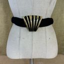 Vintage Black Rope Stretch Belt With Gold Toned Brass Hardware 28 Photo 0