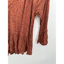 Hippie Rose  Orange Cheetah Print Tie Neck Blouse Women's Size Small S Photo 2