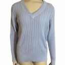 Tommy Hilfiger  V- Neck Cable Knit Sweater Lt Blue Photo 0