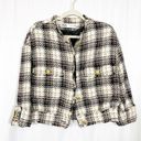 ZARA  Plaid Tweed Jacket Blogger Favorite Cropped Blazer Ballloon Sleeve Photo 1