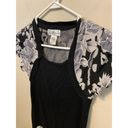 a.gain Once  Y2K Style Black & White Short Sleeve Floral Shrug Blouse Size Small Photo 5