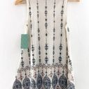 NEW Boutique Cream Jeweled Swing Tank Top sz Small Western Boho Country Blue Photo 1