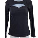 Klassy Network  Peek a boo Long Sleeve Shirt Black Built in Bra Brami Size Medium Photo 0