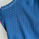 Rose + Olive  Blue Based with Green Polka Dot V Neck Top Office Work Business L Photo 1