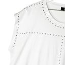 DKNY  White Scoop Neck Studded T-Shirt Pullover Top Silver Studs Lightweight L Photo 1