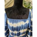 True Craft  Women Blue & White Cotton Square Neck Long Sleeve Top Blouse Size XS Photo 1