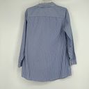 Chico's  1 Size M No Iron Button Front Tunic Top Blue Stripe Bedazzled Collar Photo 6