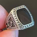 Black obsidian stone S925 stamped silver ring size 9 Photo 5