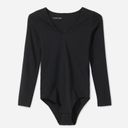 Everlane  The Long-Sleeve V-Neck bikini Bodysuit Black NWT‎ Size XS Photo 6