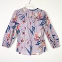 A New Day  Lavender Floral Tie Waist Notch Neck Long Sleeve Blouse Shirt Top Sz S Photo 2