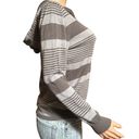 Long sleeve gray stripe half button Henley hoodie sweatshirt top M Size M Photo 4