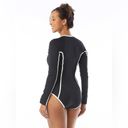 Beach House Sport Sculpt Long Sleeve Zip One Piece Swimsuit Black White NWT 6 Photo 1