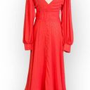 Kimberly  Goldson Lesli Clip Dot Long Sleeve Maxi Dress Women's Small Coral NWT Photo 4