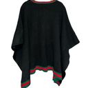 Tuckernuck  One Size Black Red Green Stripe Camden V Neck Sweater Knit Poncho Photo 4