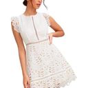 BB Dakota  Womens Ariane Eyelet Floral Lace Formal Skater Dress Size 2 White Photo 0