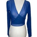 GIGI C Tina Wrap Mesh Top in Cobalt Large New Womens Swim Cover Up Blue Photo 4