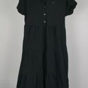 Tommy Hilfiger  Women's Black Cotton Collared Tiered Maxi Dress S Photo 2