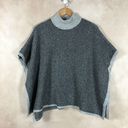 Ann Taylor Striped Charcoal/Gray Poncho Turtleneck Sweater XS/S Photo 0