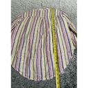 Elan  Lagenlook Boho Frayed Top Womens‎ Small 100% Linen Striped Popover Photo 5