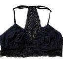 Aerie  Sheer Bralette Black Eyelash Lace Mesh lining racerback Women’s size M Photo 0