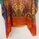 Susan Graver  QVC Poncho XL Psychedelic Colorful Boho Print Chiffon Photo 5