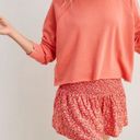 Aerie  Women’s Shorts Orange Peach Smocked Waist Ditzy Floral Casual Size Small Photo 0