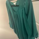 Charming Charlie Emerald green blouse with long sleeves EUC Photo 6