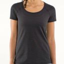 Lululemon  Race Me Short Sleeve Tee Black Striped Silverescent X-STATIC 12 Photo 0